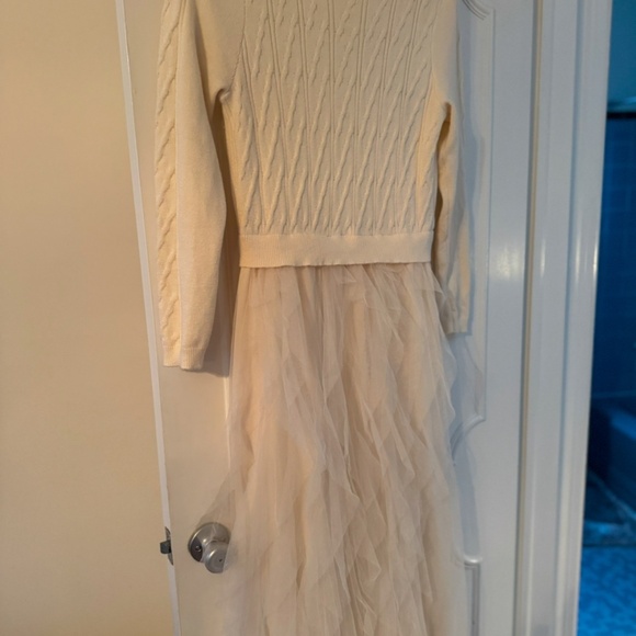 Lulus Ultimate Beauty Ivory Cable Knit Ruffled Tulle Maxi Dress - Picture 2 of 3